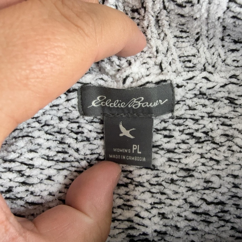 Eddie Bauer Sweater Womens Petite PL Gray Cowl Neck Tunic Chunky Knit Pullover - Picture 5 of 11